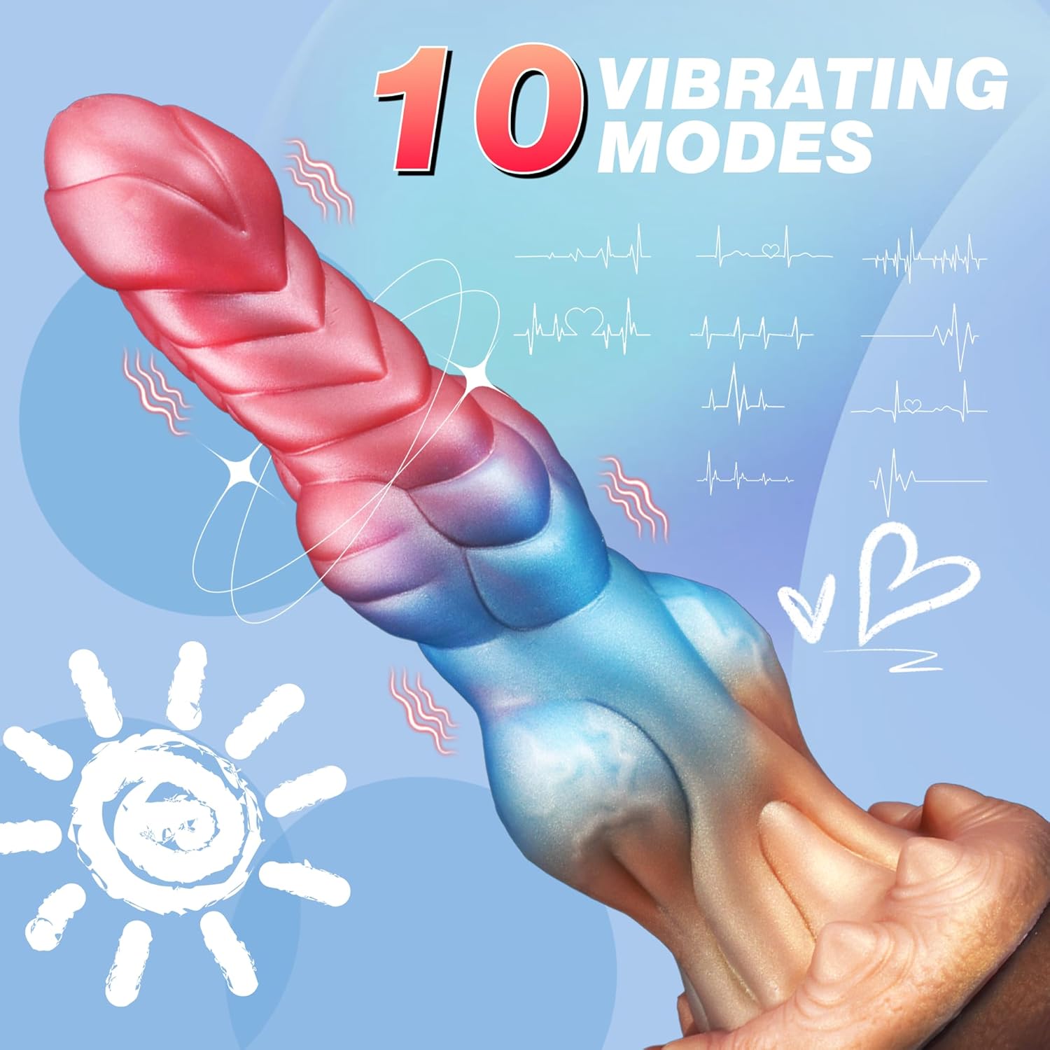 10.23In  Monster Dildo Huge Dildo Thick Anal Dildo With Thrusting & Viration - Lurevibe