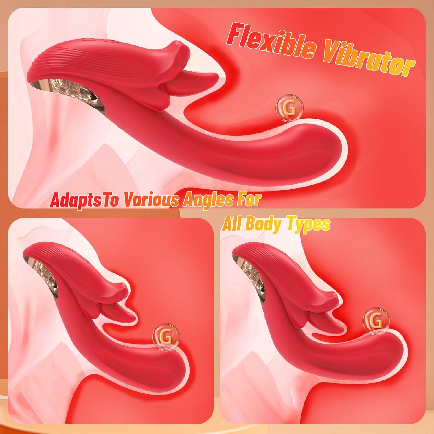 Angel Kiss 4 In 1 Rotating Tongue Licking Vibrating G-Spot Dildo Vibrator - Lurevibe