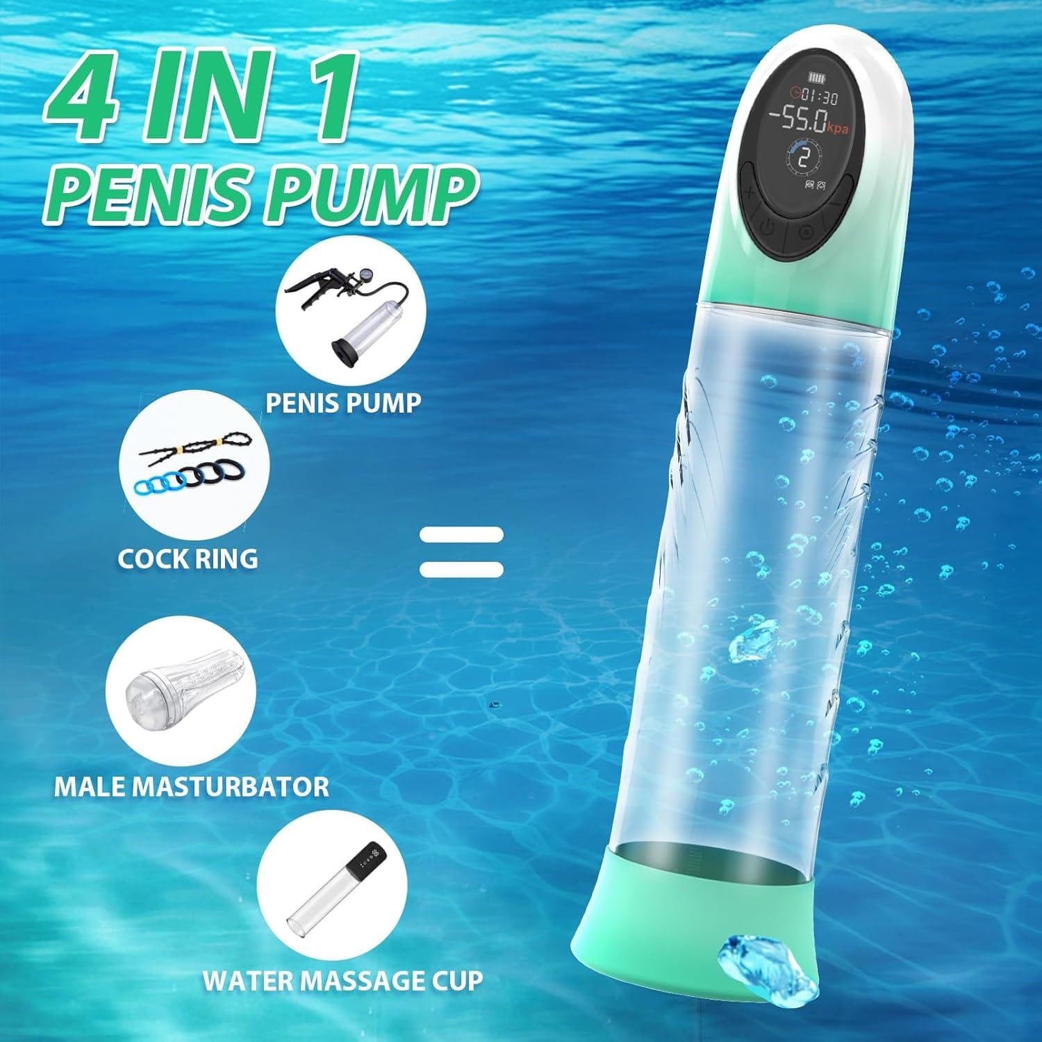 Penis Enlargement Extend Pump Water Massage Cup For Male Masturbation - Lurevibe