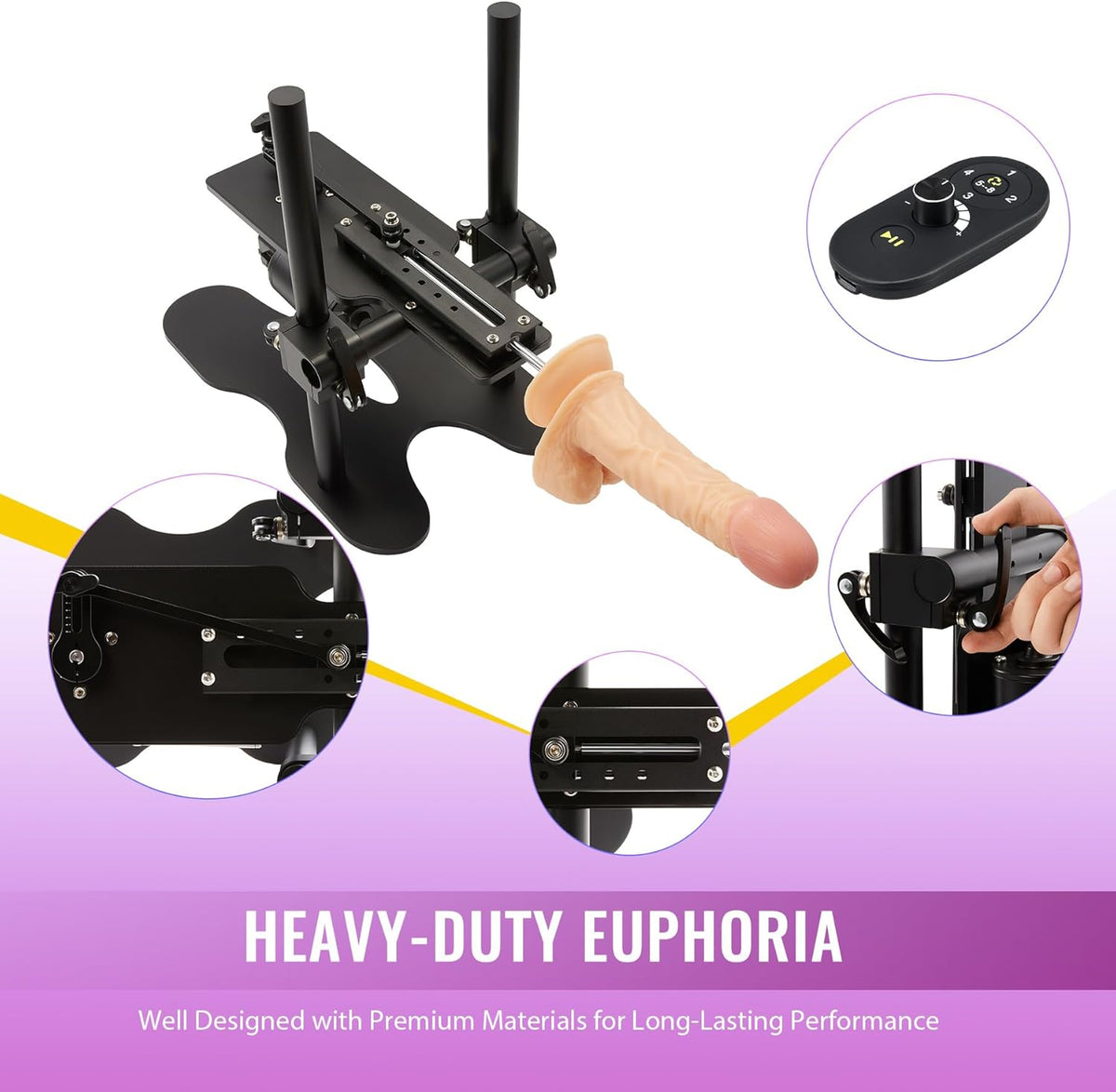 Automatic Sex Machine Gun Realistic Dildo 120W Powerful 360° Adjustable with 1 Remote Control - Lurevibe