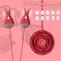 Rose-shaped 10 Vibration Nipple Clamps Set