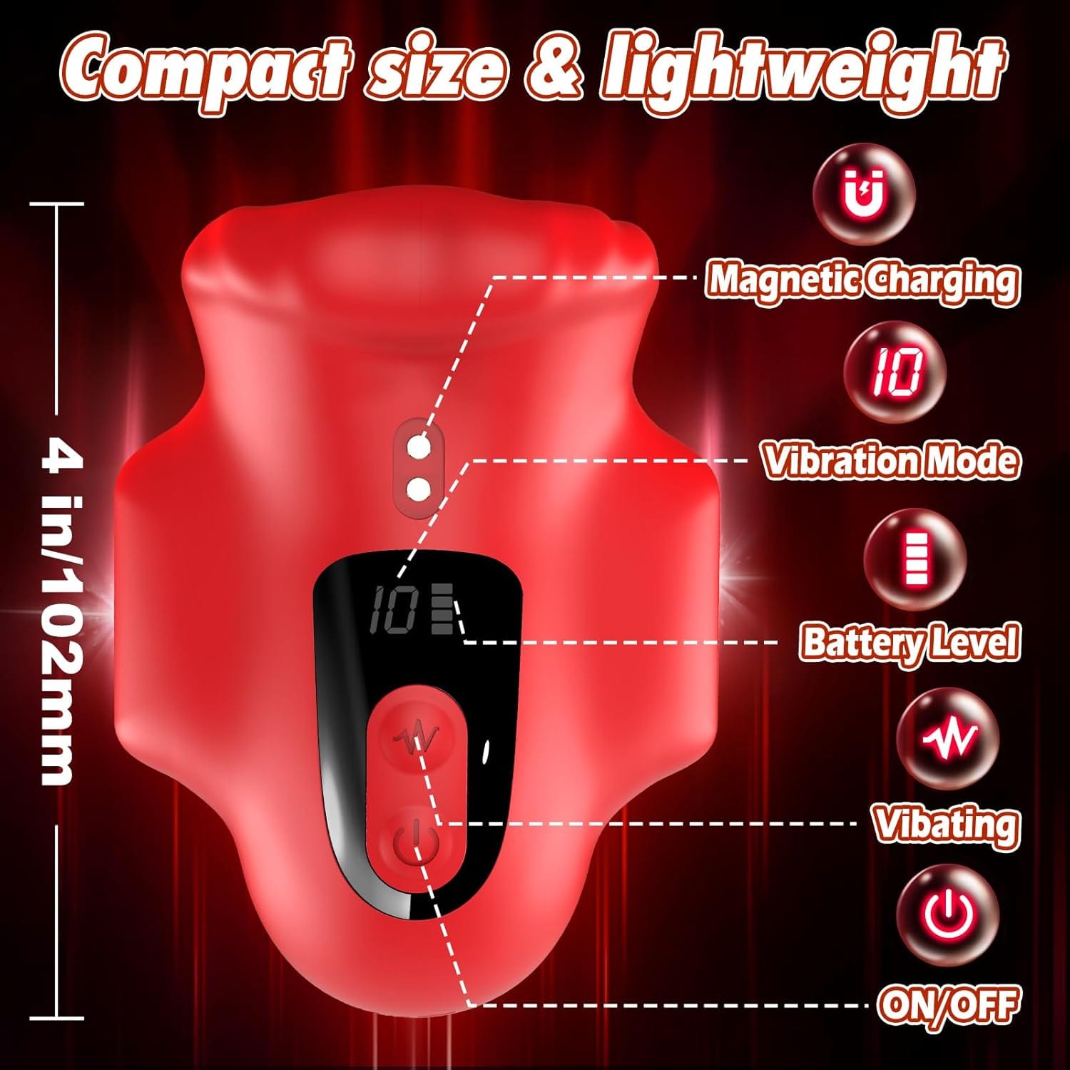 Mouth 360° Wrapped Penis Vibrator with LCD Display For Glans Training - Lurevibe