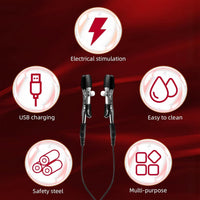BDSM Electric Shock Nipple Clitoral Clip Chain
