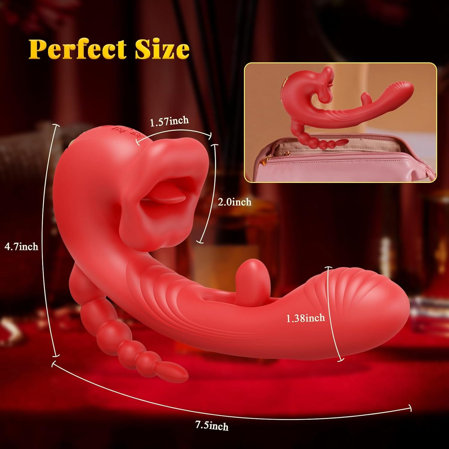 5-in-1Rose Muncher Dildo Vibrators Tongue Toy with 9 Flapping&Vibrating&Clitoral Stimulator Mode - Lurevibe