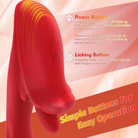 Angel Kiss 4 In 1 Rotating Tongue Licking Vibrating G-Spot Dildo Vibrator - Lurevibe