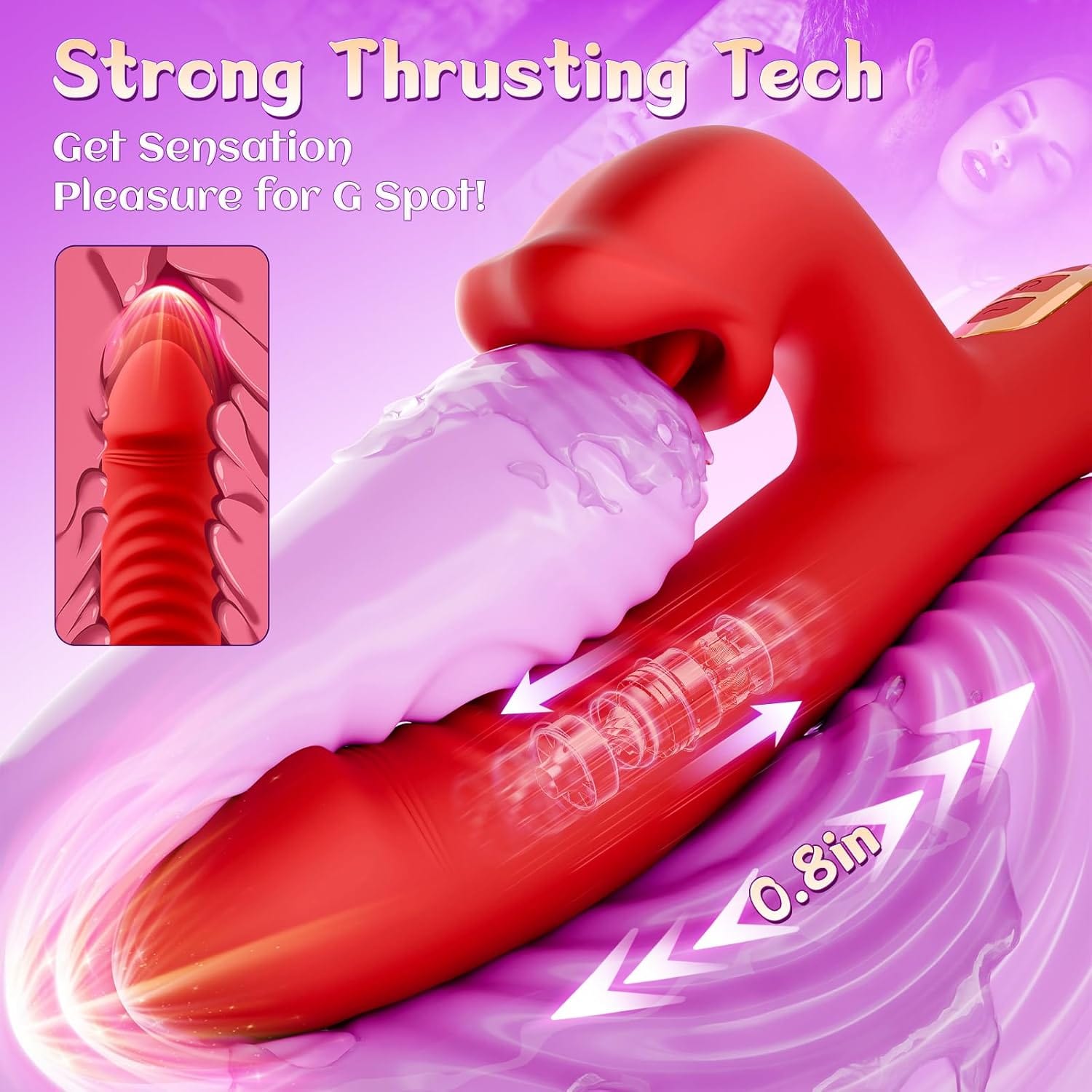 Upgraded Rose Muncher 5 In 1 Thrusting Clitoral G Spot Vibrator - Lurevibe
