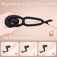 Vibrating Dual Cock Ring with Adjustable Beads - Lurevibe
