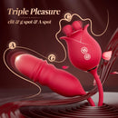Lurevibe - Rose Romeo 3in1 Dual Tongue Rose Adult Toys Vibrators with 10 Licking & 10 Thrust, Clitoral Nipple Anal G Spot Vibrator - Lurevibe