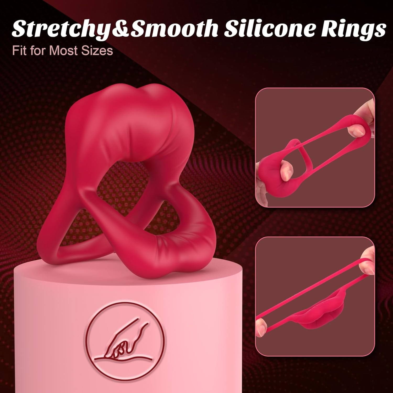 Rose Vibrating Cock Ring with Sexy Lip Clitoris Stimulator - Lurevibe