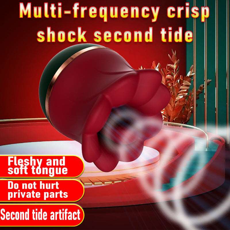 Lurevibe - 2 In 1 Rose Kiss Tongue Licking Rose Flower Vibrator