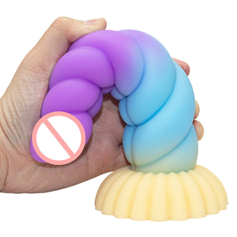 Colorful Braid Dildo Vibrator Liquid Silicone Anal Plug - Lurevibe