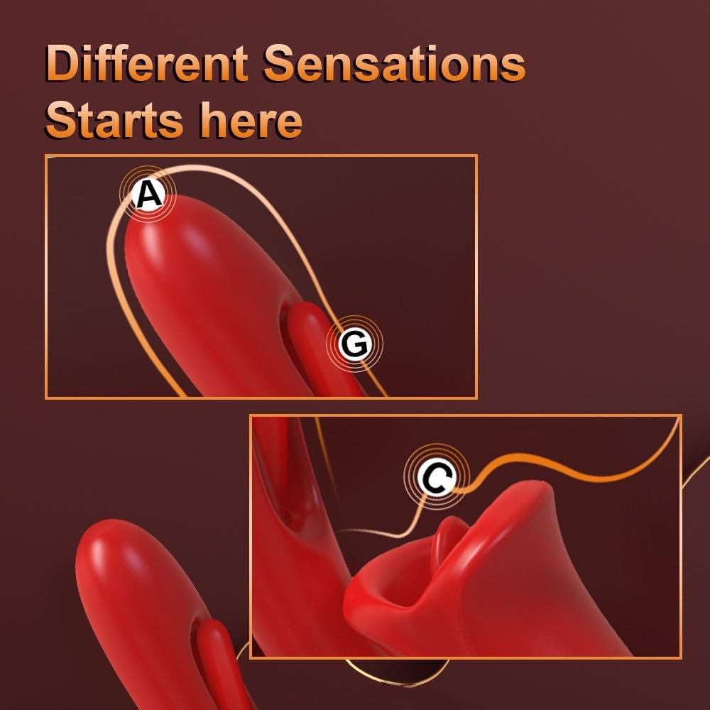 Lurevibe -  Rose Kiss 3 In 1 Rose Hollowed Out Kiss Tongue Vibrator