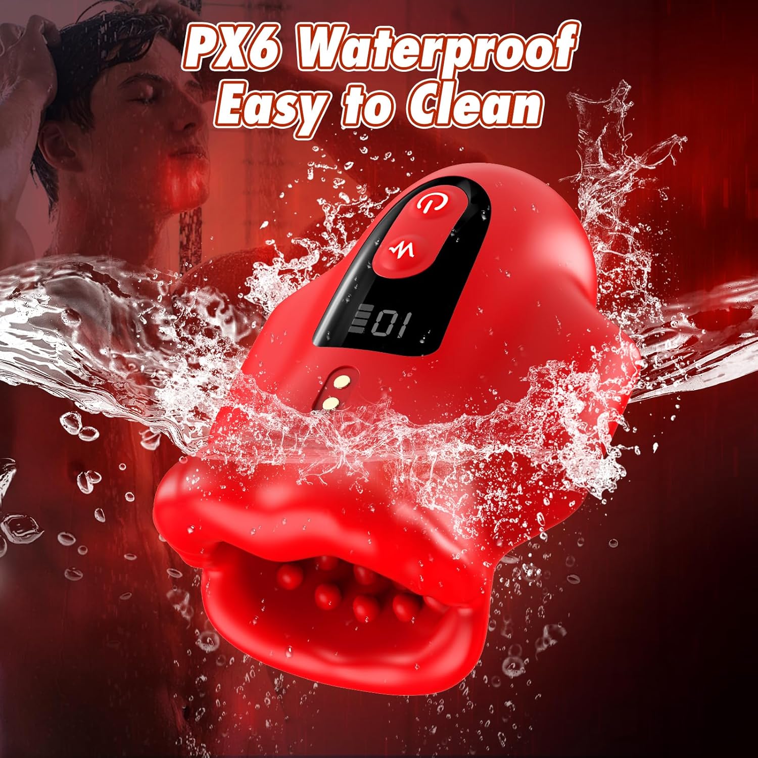 Mouth 360° Wrapped Penis Vibrator with LCD Display For Glans Training - Lurevibe