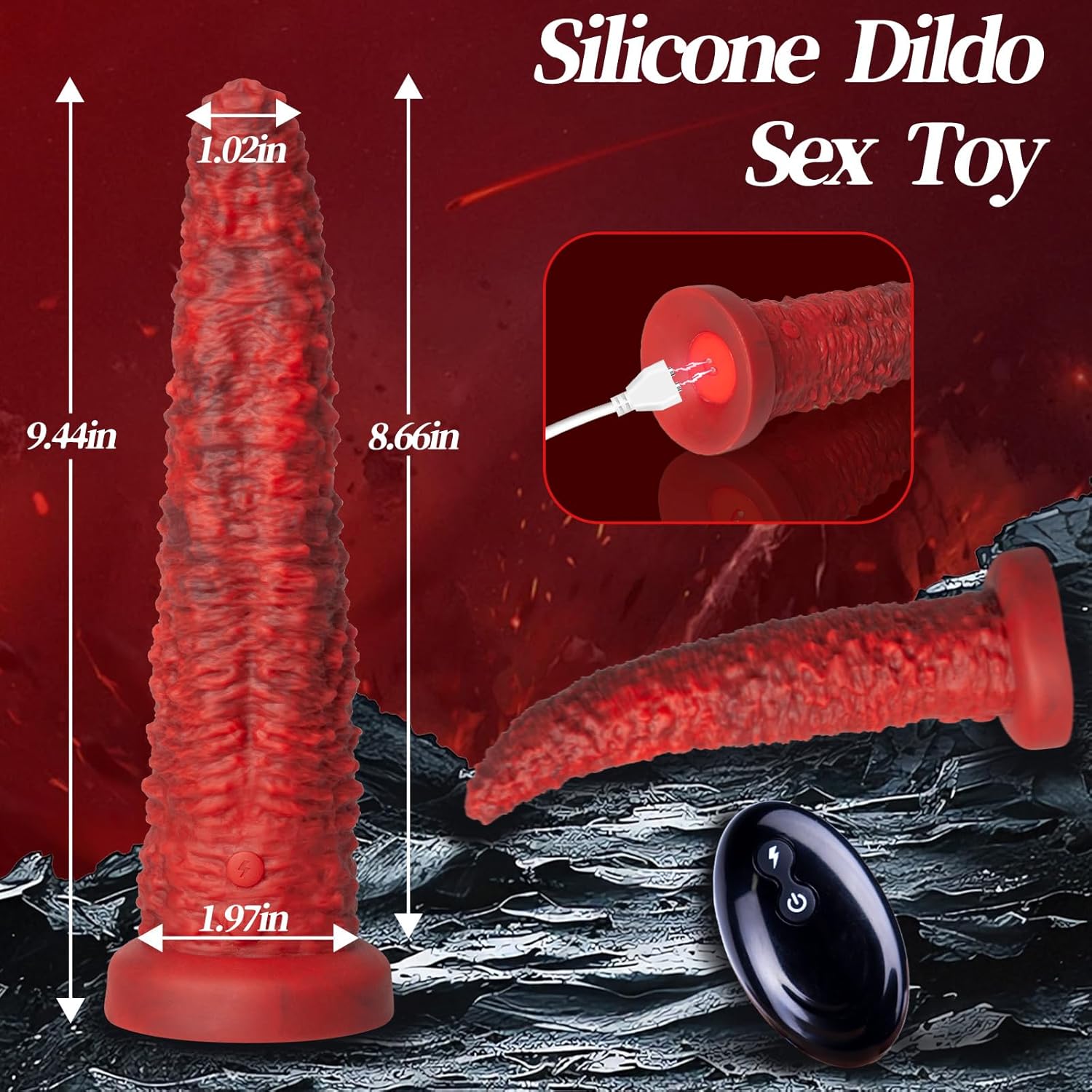9.5-inch Realistic Monster Tongue Thrusting Dildo Vibrator With Remote Control - Lurevibe