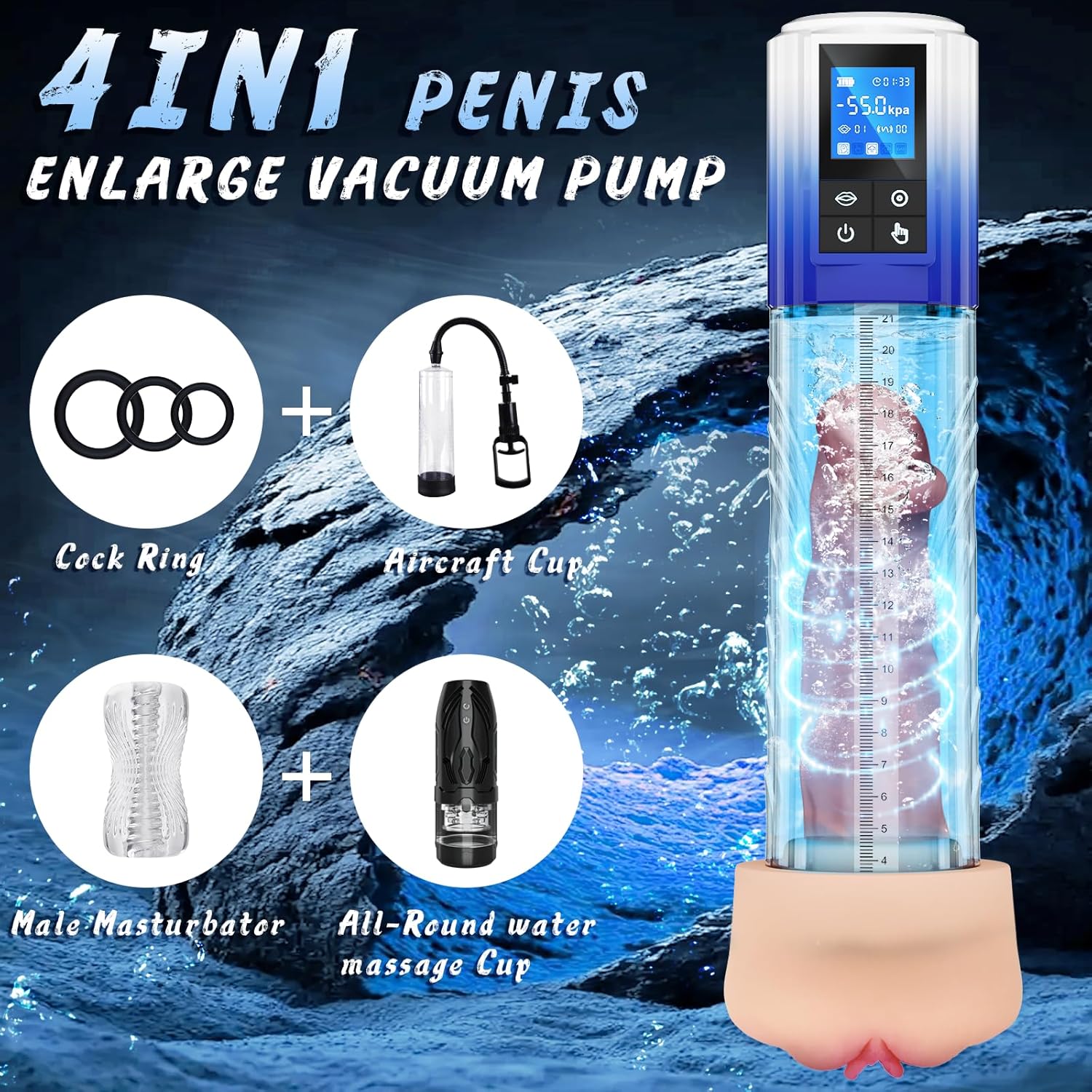 4 In 1 Penis Enlargement Extend Pump Masturbator With Mini Pocket Pussy - Lurevibe