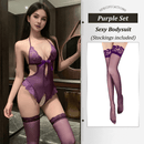Sheer Lace Open-crotch Bodysuit - Lurevibe