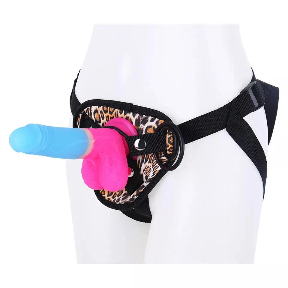 7.09 Inches Strap-on Dildo Leopard Belt For Lesbian Couple - Lurevibe
