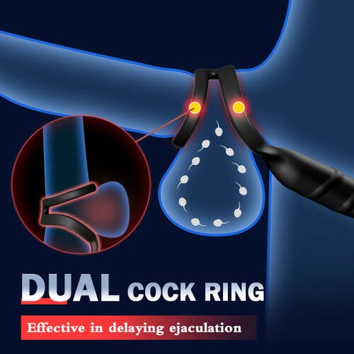 Iphisi New Double Ring Sperm Locking Ring Prostate Massager App Remote Control Telescopic Anal Plug Vibrator Sex Toy - Lurevibe