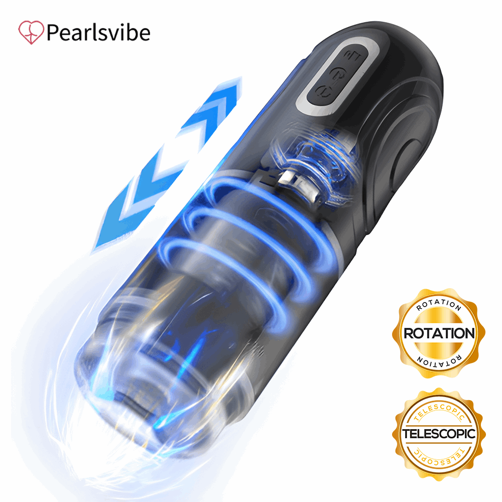 Lurevibe  - PowerKing Ultra-Technical Hands-free 7 Telescopic Rotation Modes Male Masturbator Cup - Lurevibe