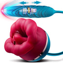 Lurevibe - Big Mouth 3in1 Rose shaped Vibrator With 9 Tongue Licking & 6 Thrusting G Spot Dildo - Lurevibe