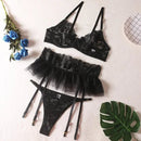 Three Piece Embroider Sexy Underwear Suit - Lurevibe