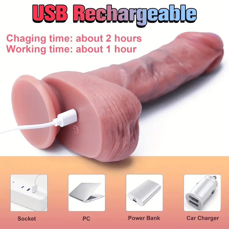 9in-Realistic Brown Thrusting Dildo Vibrator Remote Control - Lurevibe