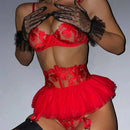 Three Piece Embroider Sexy Underwear Suit - Lurevibe