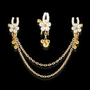 Pearl Petals Bells Nipple Clamps with Chain - Lurevibe