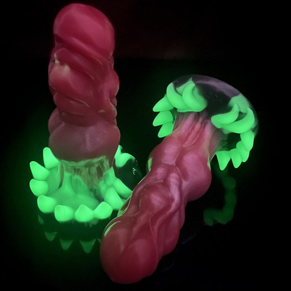Surreal Realistic Wolf Teeth Luminous Silicone Dildo With Suction Cup - Lurevibe