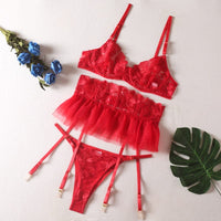 Three Piece Embroider Sexy Underwear Suit - Lurevibe