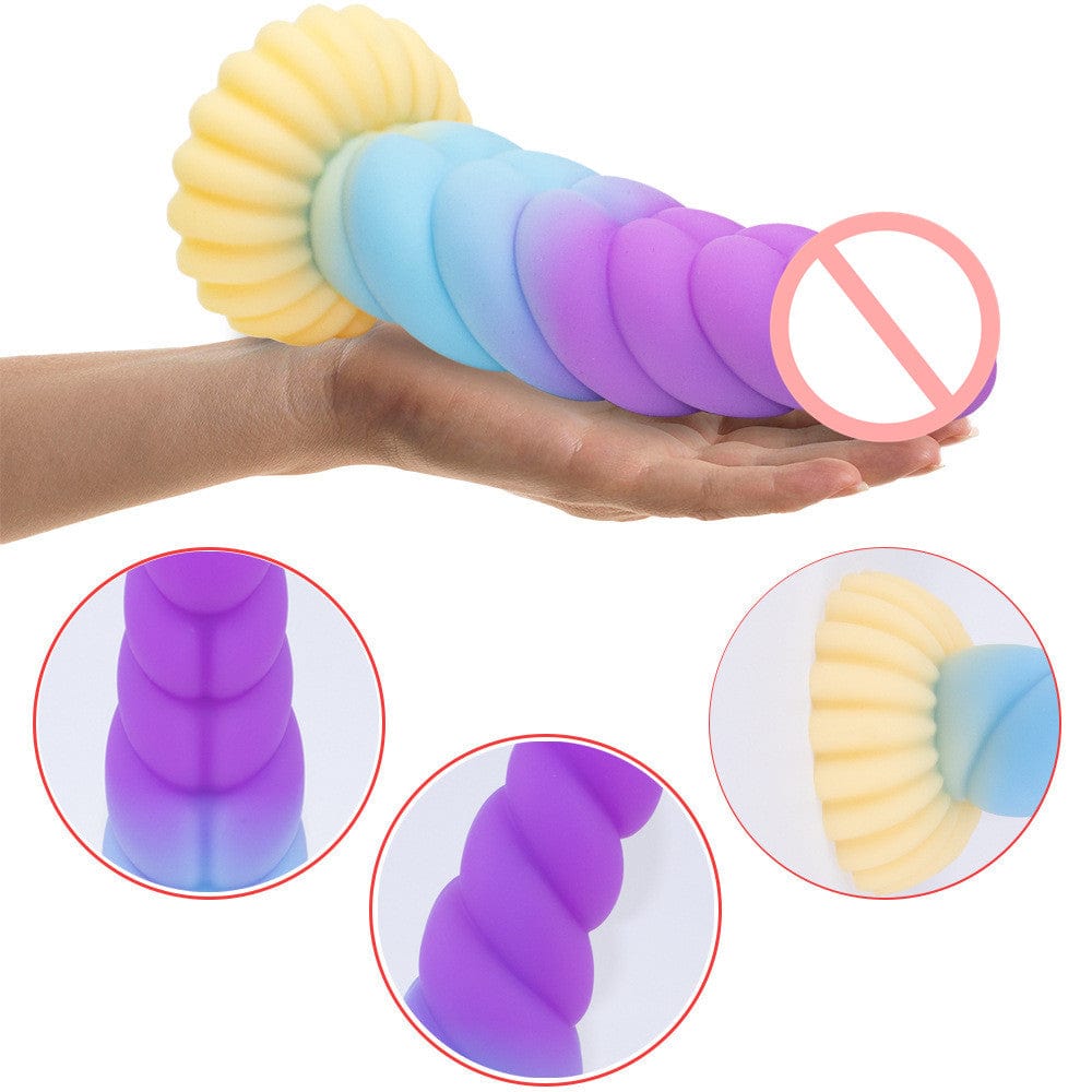 Colorful Braid Dildo Vibrator Liquid Silicone Anal Plug - Lurevibe