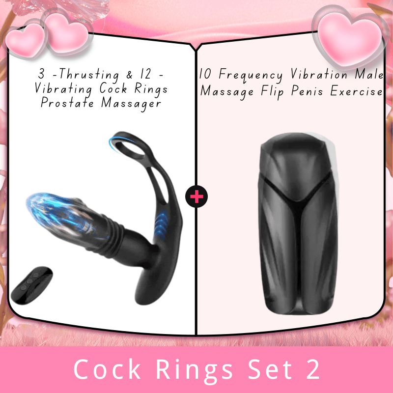 3 -Thrusting & 12 -Vibrating Cock Rings Prostate Massager - Lurevibe