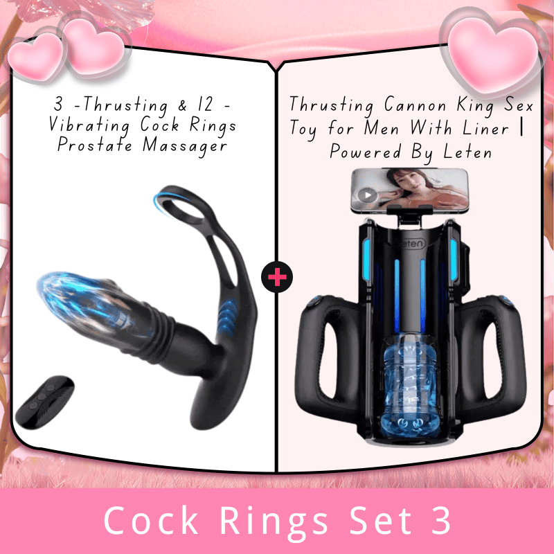 3 -Thrusting & 12 -Vibrating Cock Rings Prostate Massager - Lurevibe