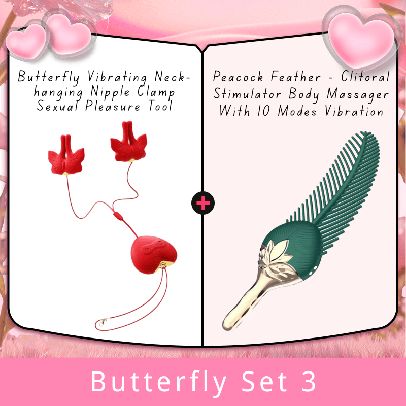 Butterfly Vibrating Neck-hanging Nipple Clamp Sexual Pleasure Tool - Lurevibe