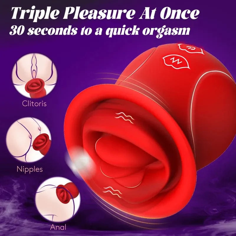 Rose Muncher - Licking Tongue Vibrator 10 French Kissing Modes - Lurevibe