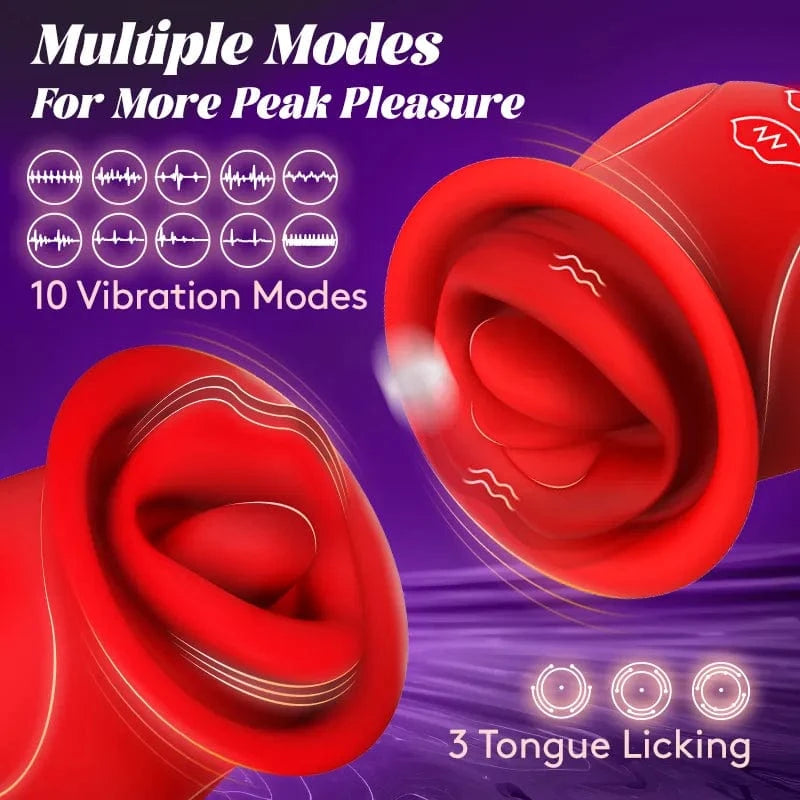 Rose Muncher - Licking Tongue Vibrator 10 French Kissing Modes - Lurevibe