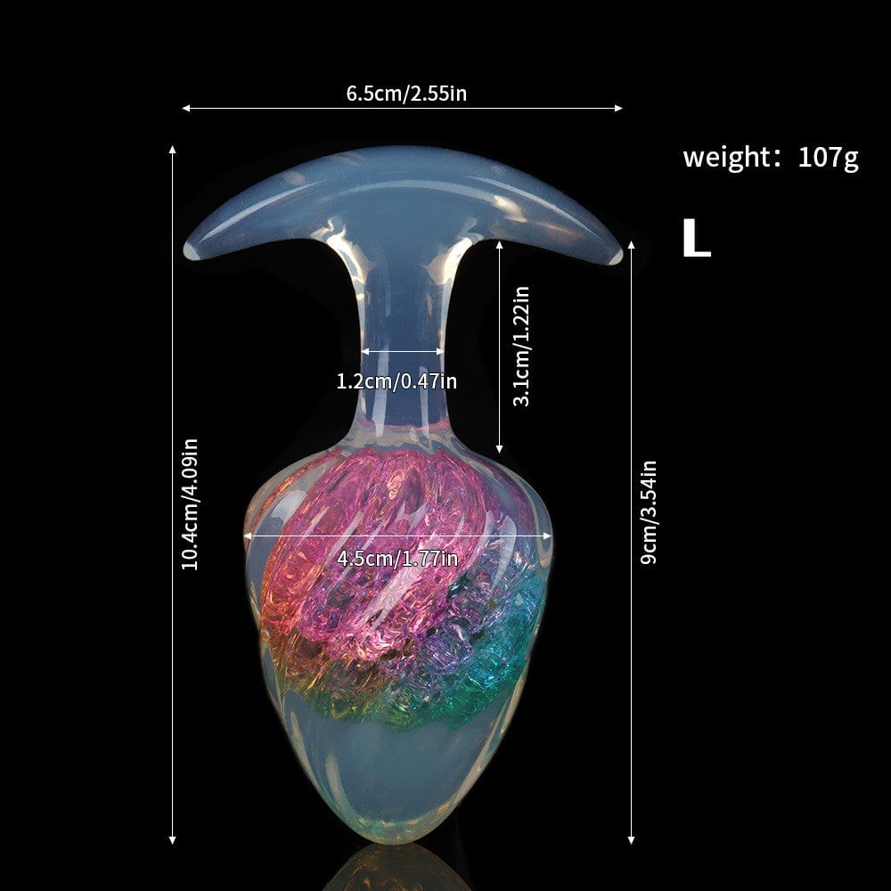 Aurora Ice Cream Spiral Textured Crystal Anal Plug with T-Bar Base - Lurevibe