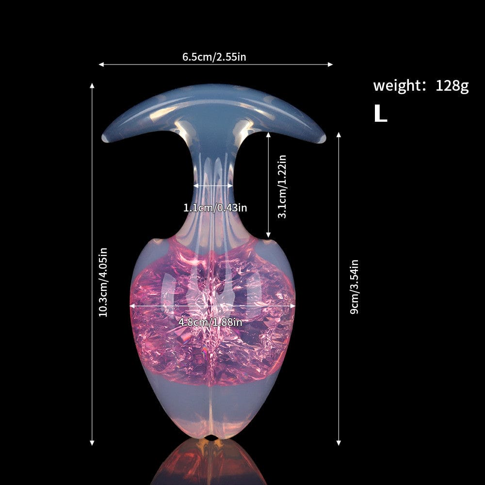 Aurora Bean Sprout Crystal Silicone Anal Plug with T-Bar Base - Lurevibe