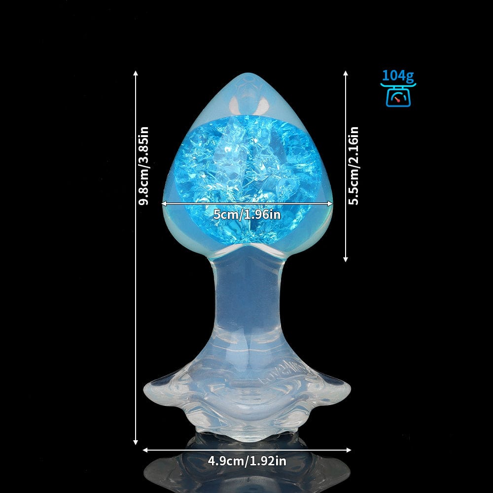 Aurora Peach Heart Crystal Silicone Anal Plug with Petal Base - Lurevibe