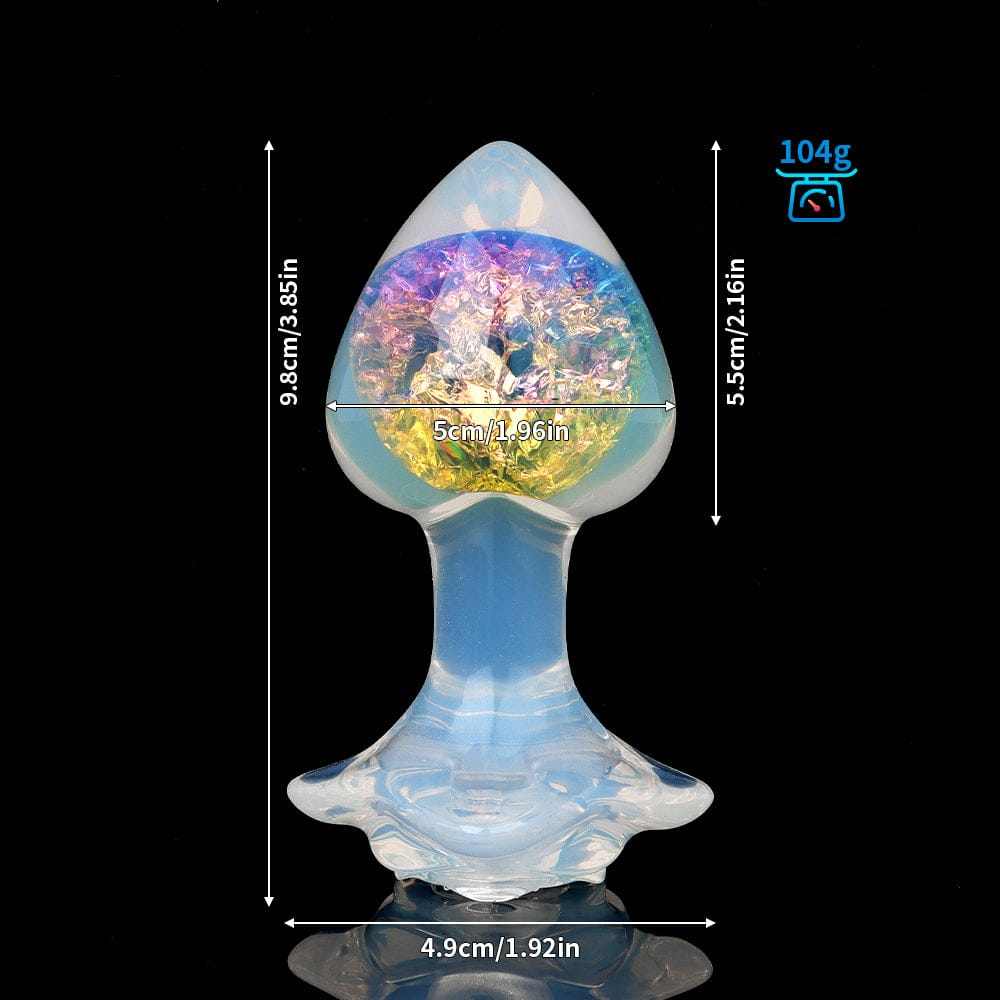 Aurora Peach Heart Crystal Silicone Anal Plug with Petal Base - Lurevibe