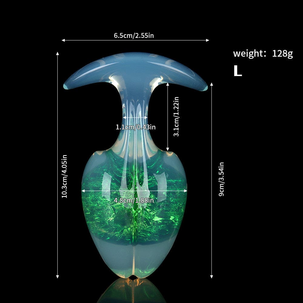 Aurora Bean Sprout Crystal Silicone Anal Plug with T-Bar Base - Lurevibe