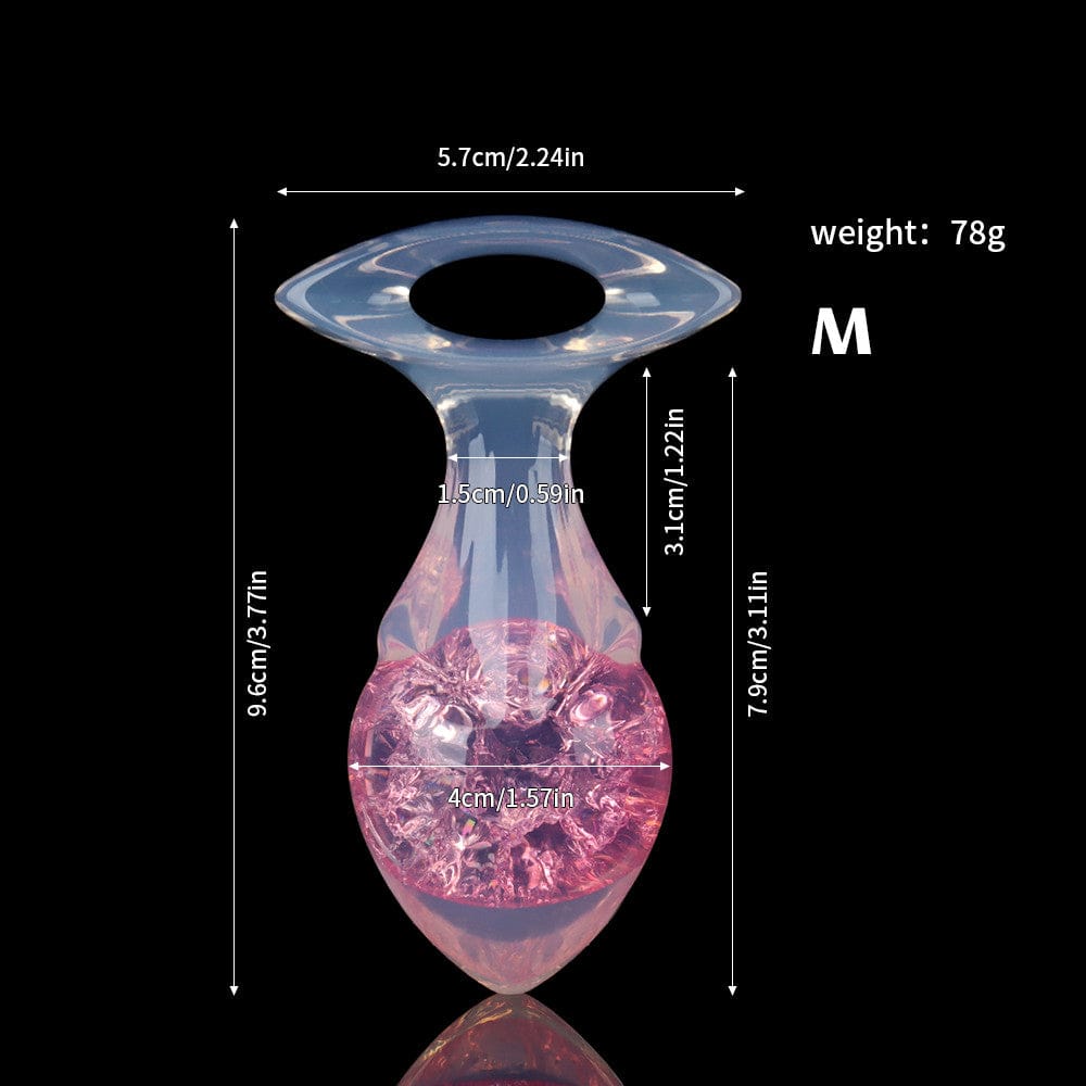 Aurora Drill Bit Crystal Silicone Anal Plug with Oval Pull Loop - Lurevibe