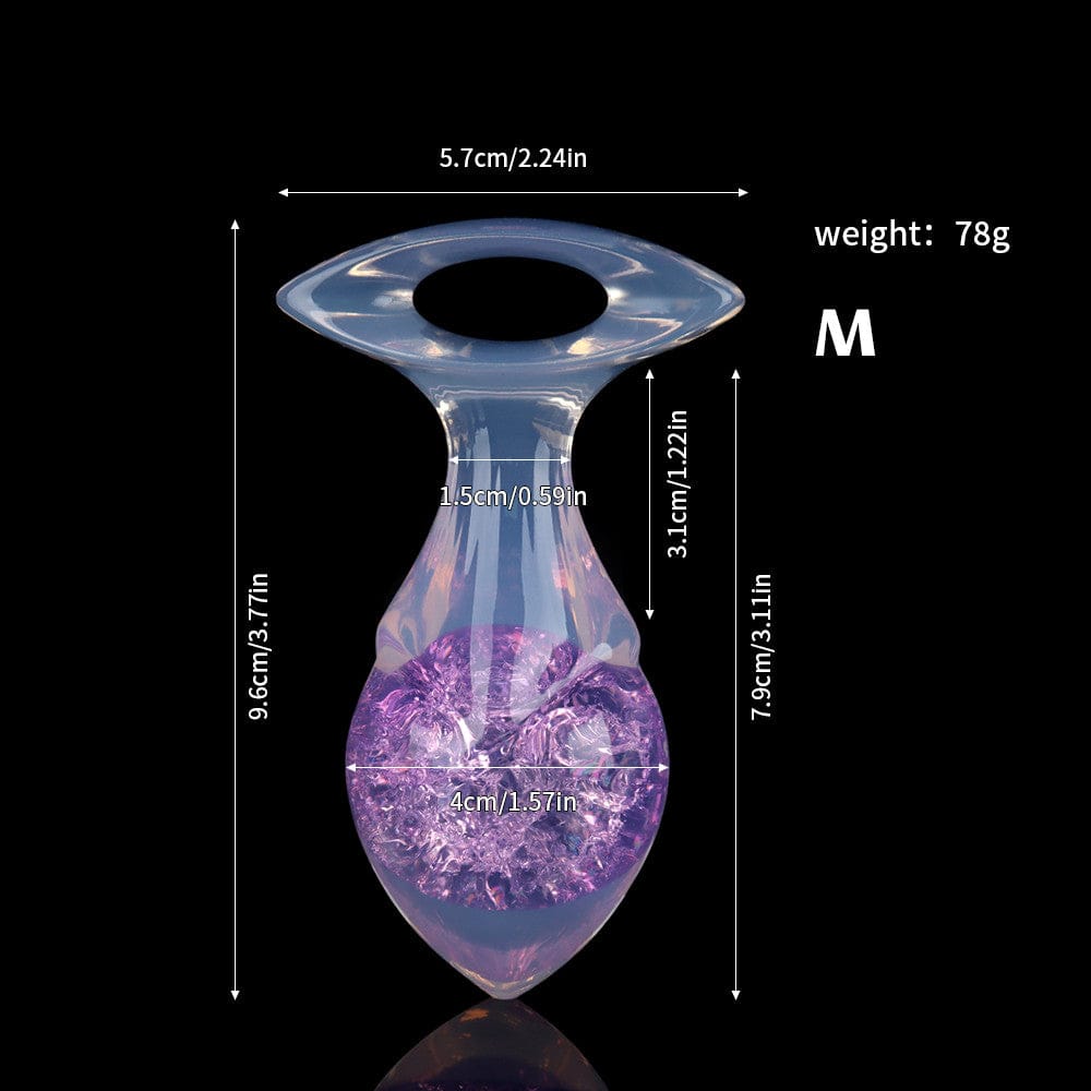 Aurora Drill Bit Crystal Silicone Anal Plug with Oval Pull Loop - Lurevibe