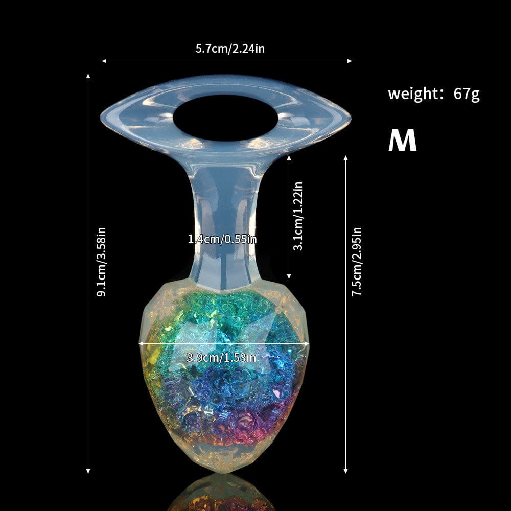 Aurora Faceted Diamond Crystal Silicone Anal Plug with Oval Pull-Loop Base - Lurevibe