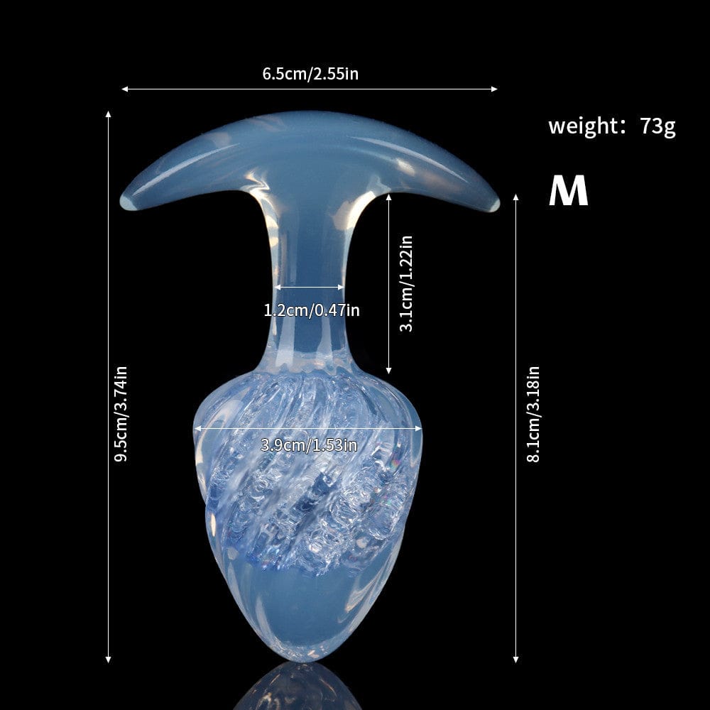 Aurora Ice Cream Spiral Textured Crystal Anal Plug with T-Bar Base - Lurevibe