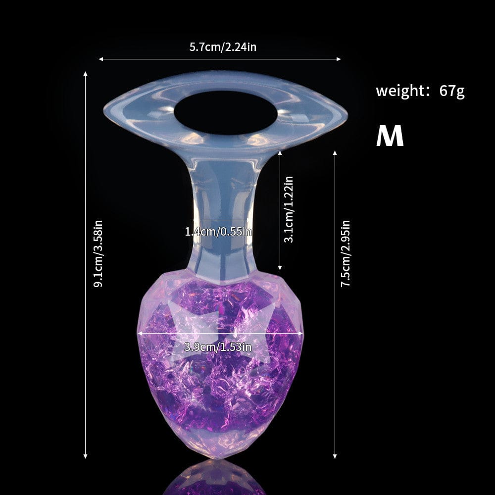 Aurora Faceted Diamond Crystal Silicone Anal Plug with Oval Pull-Loop Base - Lurevibe
