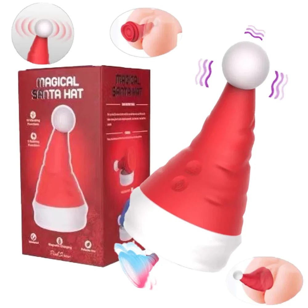 Lurevibe - Santa Hat Vibrator 15 Speed Cunnilingus Masturbator Clit G-Spot Stimulator For Christmas - Lurevibe