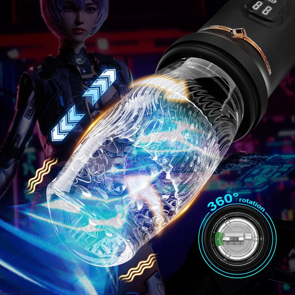 Lurevibe - Gawk Gawk 9000 LED Automatic Electric Piston Rotating Sucker Male Blowjob Masturbator - Lurevibe