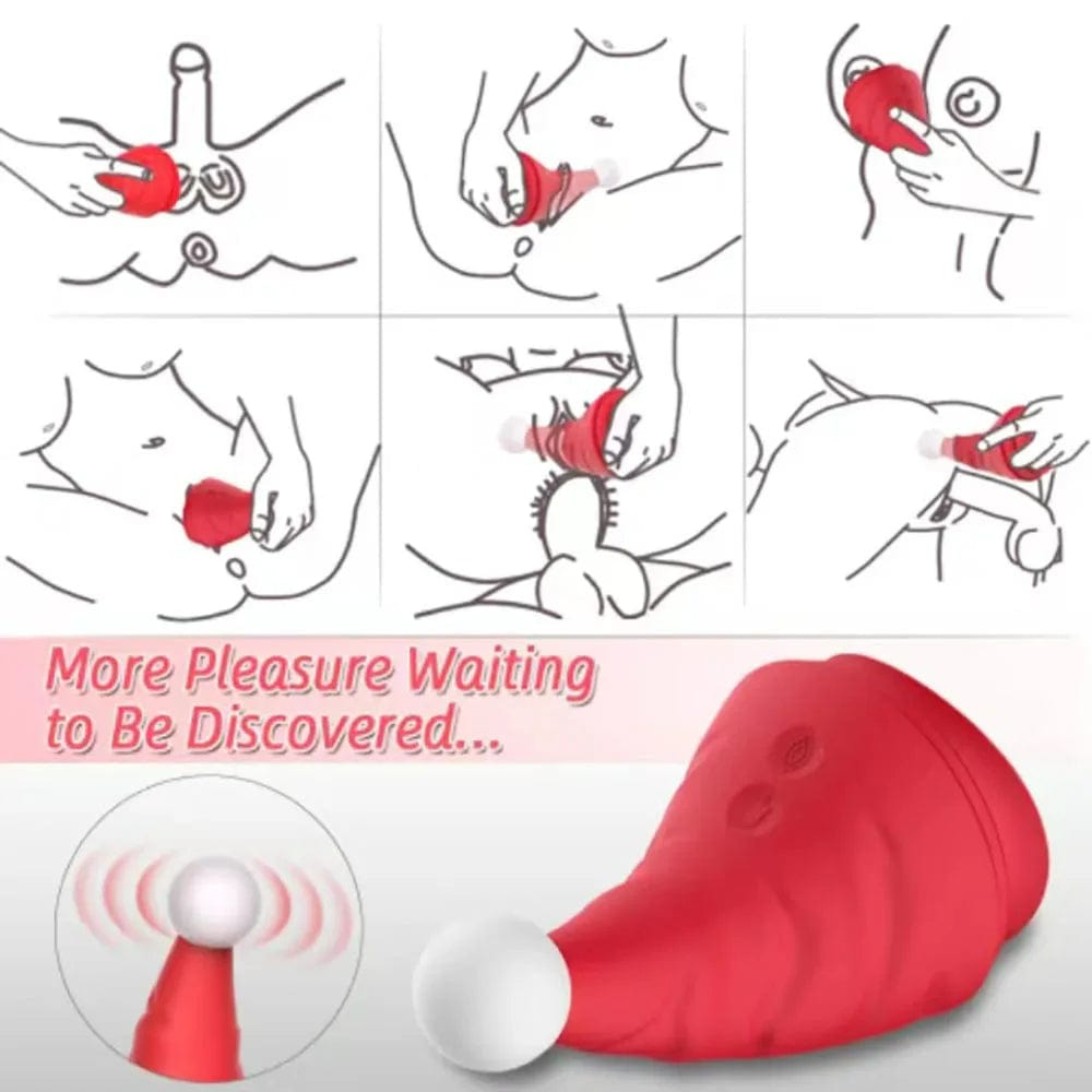 Lurevibe - Santa Hat Vibrator 15 Speed Cunnilingus Masturbator Clit G-Spot Stimulator For Christmas - Lurevibe