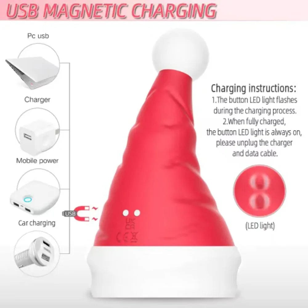 Lurevibe - Santa Hat Vibrator 15 Speed Cunnilingus Masturbator Clit G-Spot Stimulator For Christmas - Lurevibe
